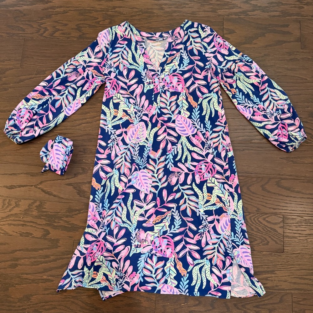 Pulitzer Kierna Dress You’ve Been Spotted Navy Tropical Size Medium - Picture 2 of 9